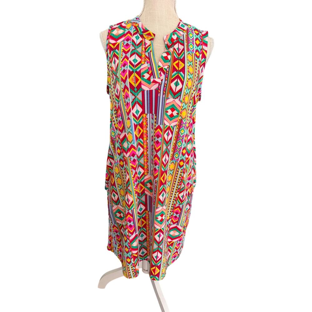 Women’s Dear Scarlett Multi Color Aztec Print Tank Dress Size Medium